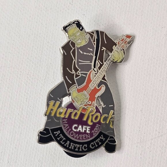 Hard Rock Cafe Atlantic City Pin Halloween 2001 Frankenstein Guitar Enamel - Picture 1 of 8